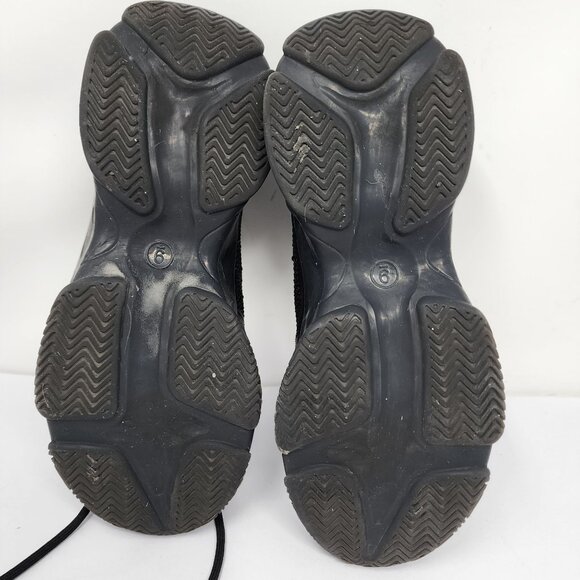 Madden NYC Womens Size 9 Black Rhinestone Mesh Lace Up Fashion Sneakers - Picture 10 of 11